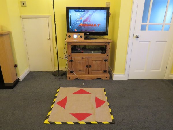 a homemade DIY dance arcade game built with a Raspberry Pi