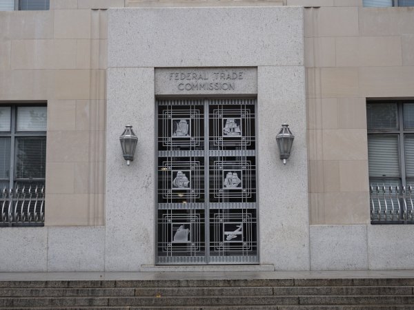 Exterior shot of entrance to Federal Trade Commission building in Washington DC